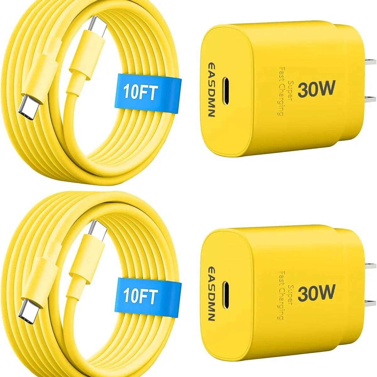 30W USB C i Phone 16 15 Charger Fast Charging, 2PACK Wall Charger for iPhone 16 15 Pro Max Charger Cord 10FT Fast Type C Charger Block for iPhone 16/16 Pro/15 Plus/15 Pro/15 Pro Max, iPad Pro, Yellow
