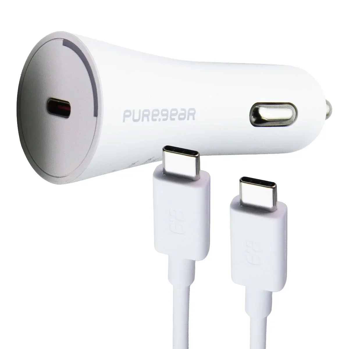 LightSpeed (30W) USB-C Car Charger + USB-C Cable - White (63997PG)